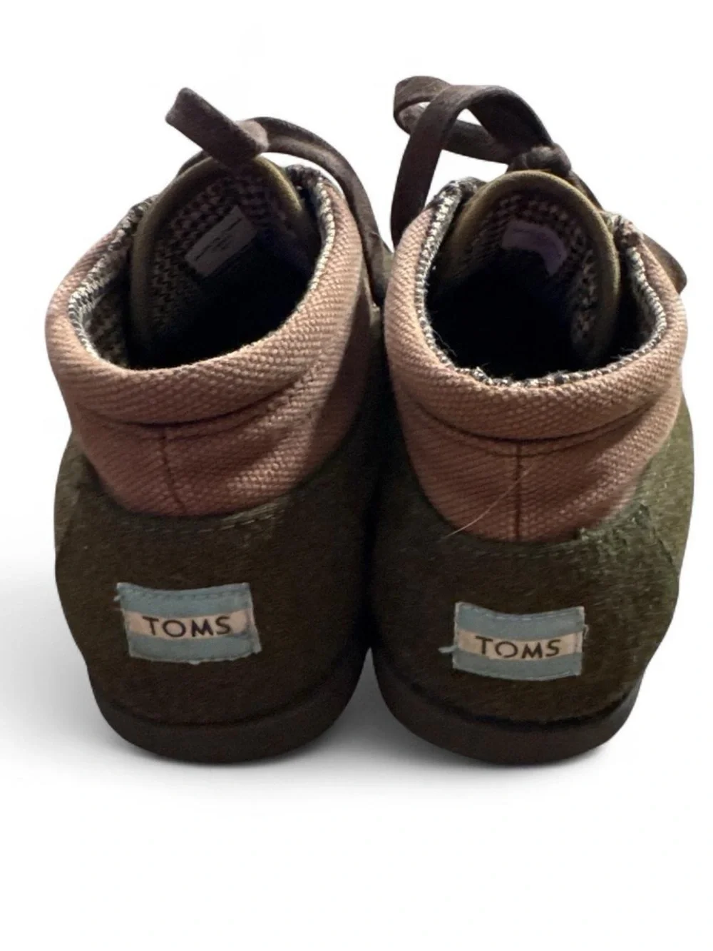 Toms Olive Green and Brown Lace-Up Wool Ridge Botas